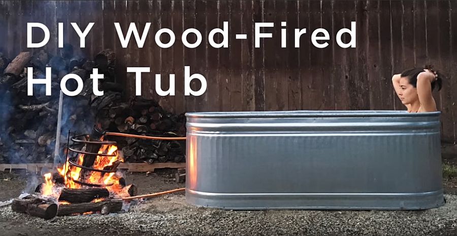 DIY wood-fired hot tub idea