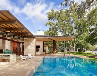 Light Floating Roofs Blend with Heavy Limestone Walls at this Vibrant Austin Home