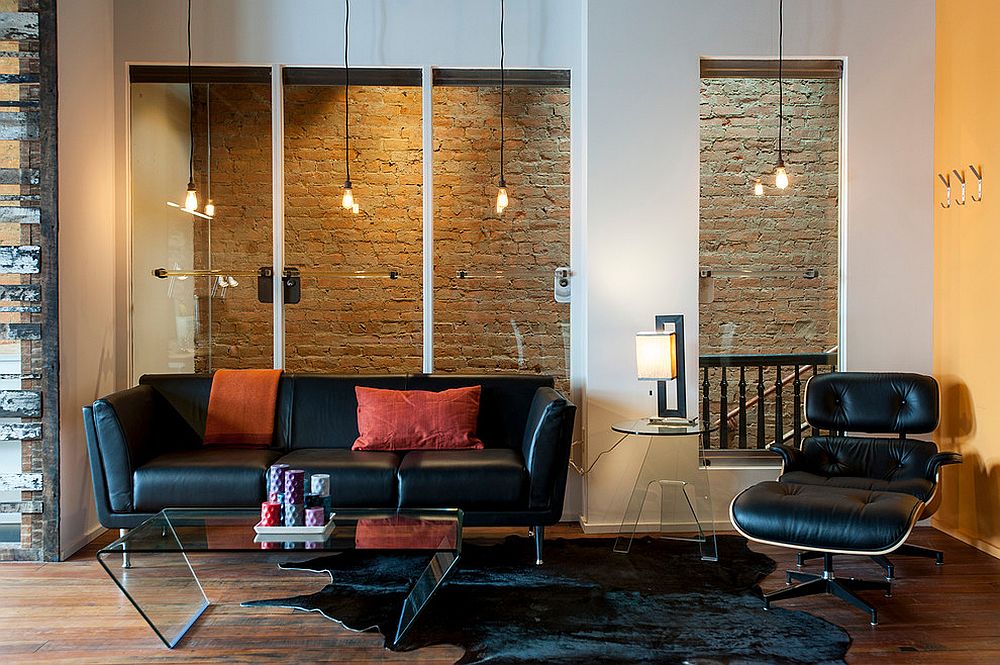 Edison bulb lighting looks great in midcentury and industrial living rooms