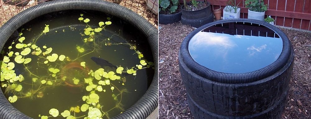 Elegant fish pond from tractor tires is super-easy to craft