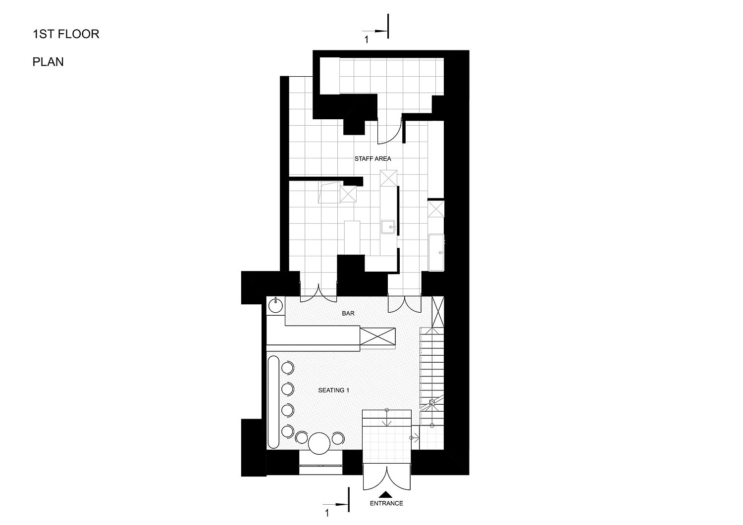 First level floor plan of the Cake and Breakfast Cafe