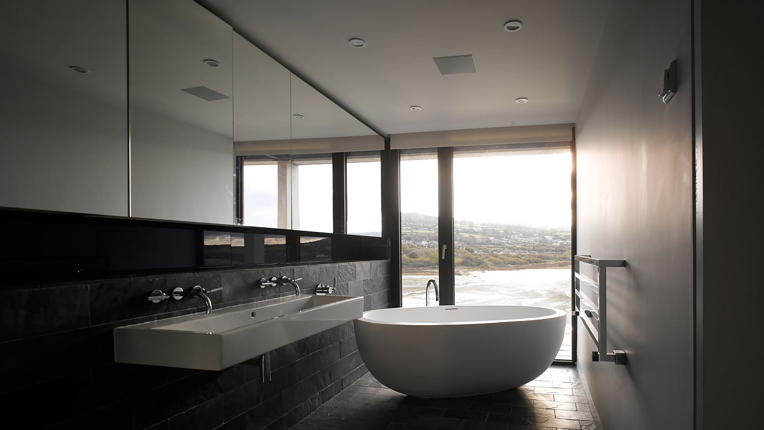 Gorgeous contemporary bathroom in gray and white