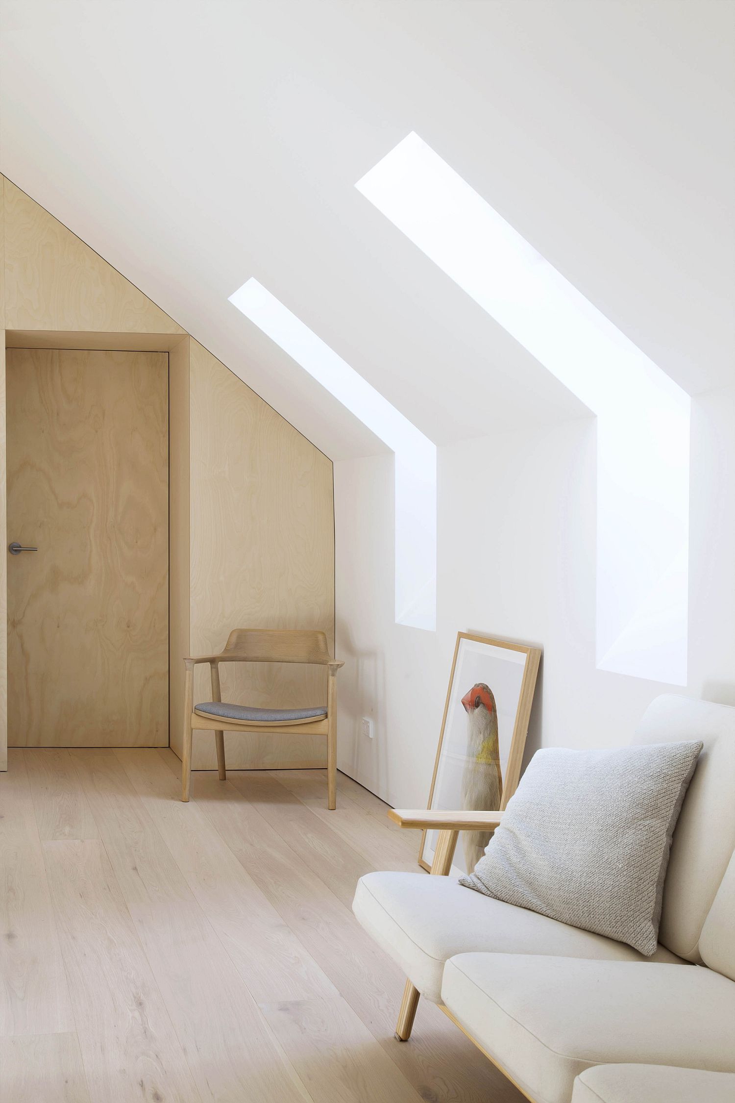 Lighting adds to the cheerful minimal appeal of the Scandinavian style interior