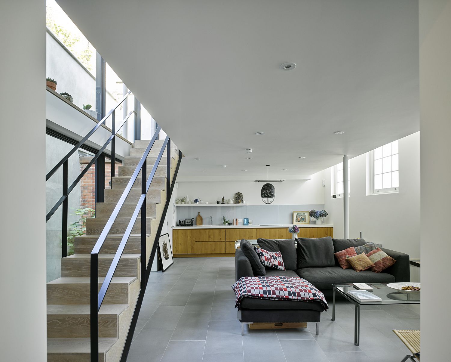 Lower level living area of the Gallery House in London