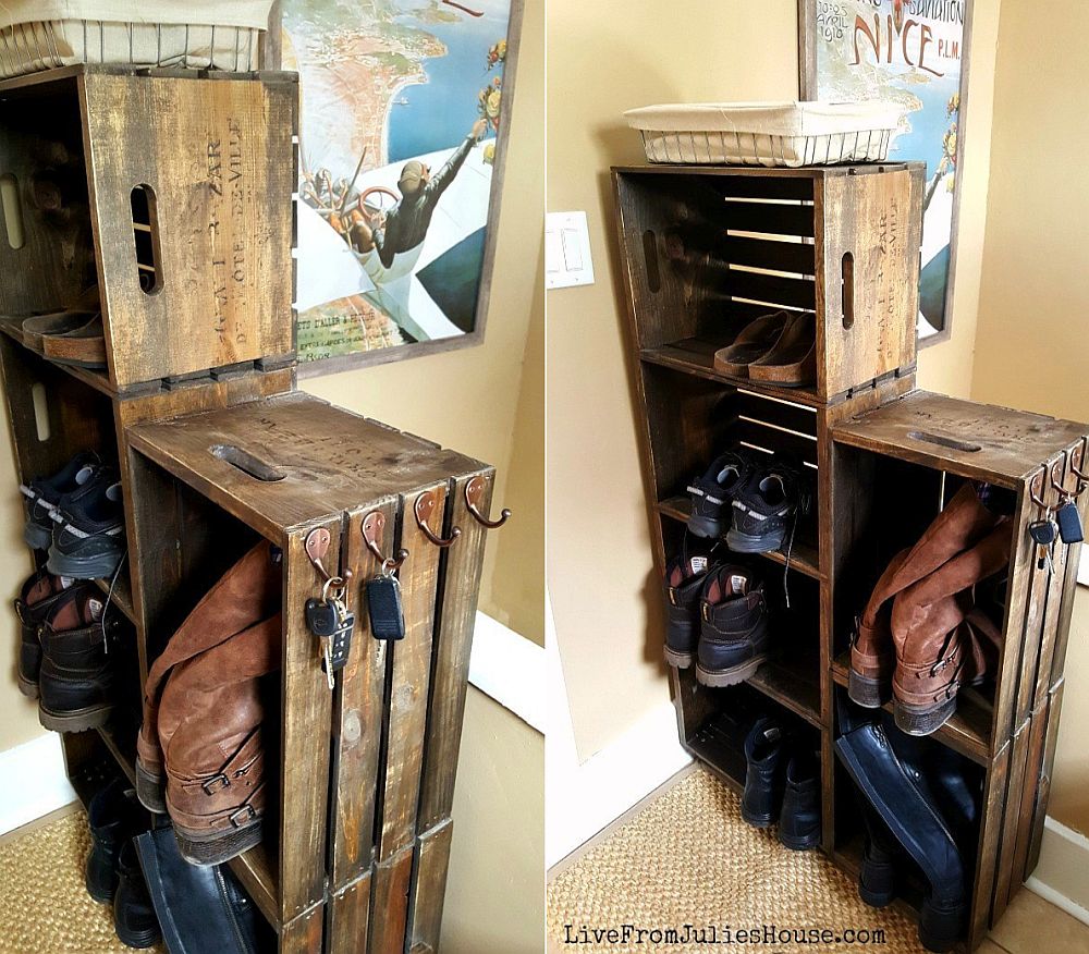 Make-your-own-wooden-crate-shoe-rack-on-wheels-with-ease