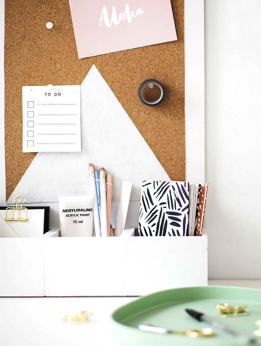 Moderner und einfacher DIY Desk Organizer aus Holzkisten und Bürobedarf