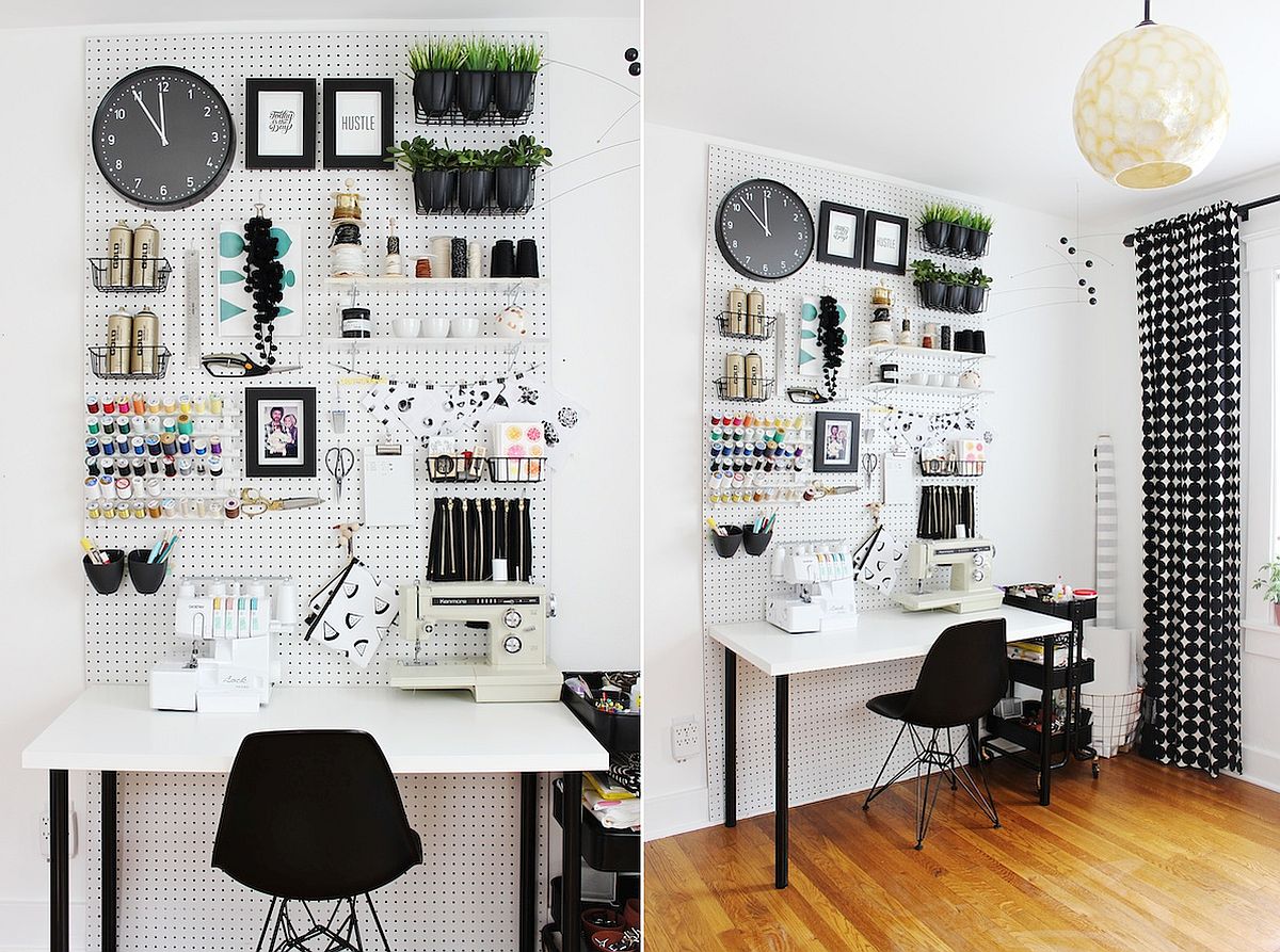 Pegboard-wall-organizer-that-frees-up-desk-space-in-the-office