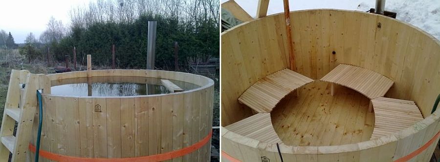 Round wooden hot tub DIY built on the cheap