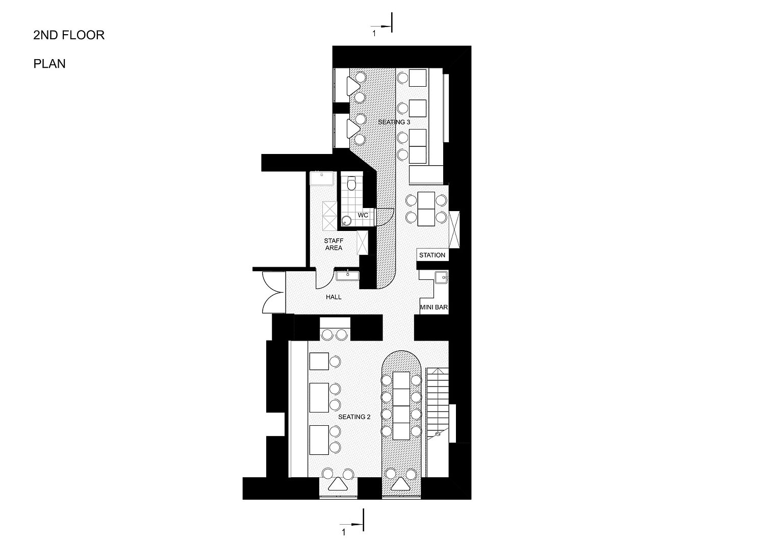 Second level floor plan of Cake and Breakfast Cafe in Russia