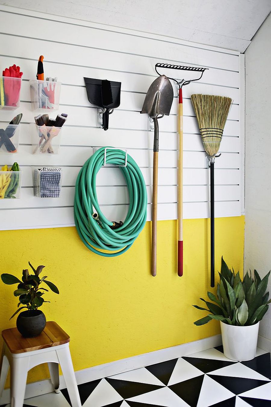 Add a bit of color to the garage organization wall