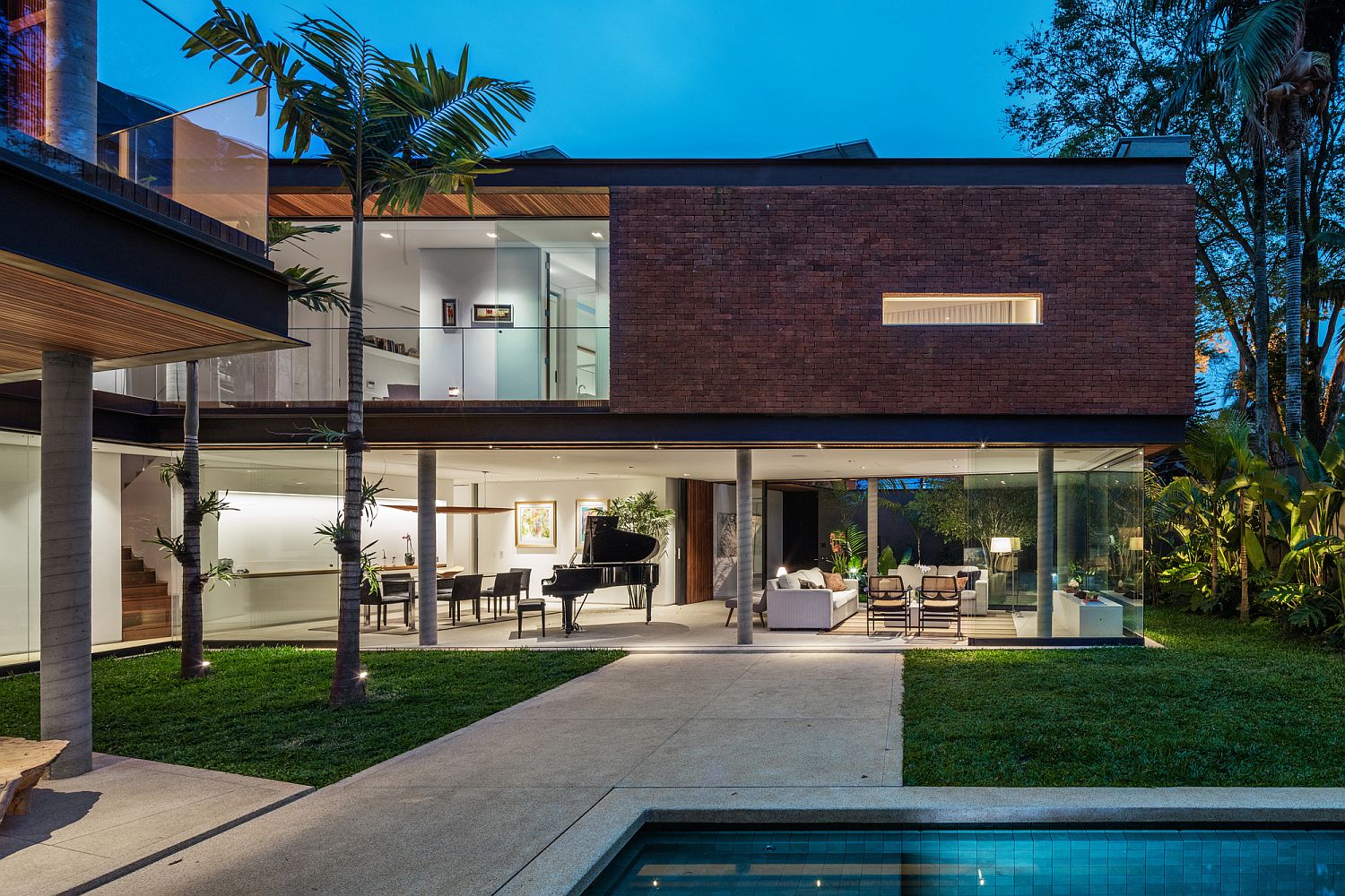 Brick, steel and glass contemporary home in Sao Paulo