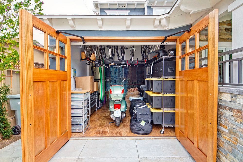 Carriage doors help in maximizing space inside the garage