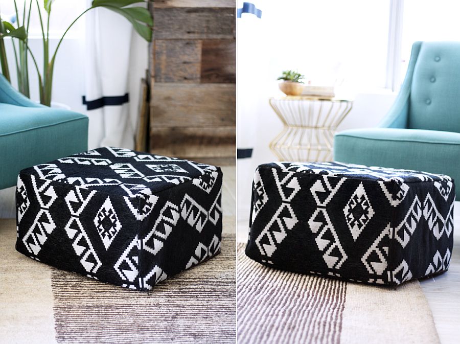 Chic DIY Pouf adds geo pattern to the home with ease