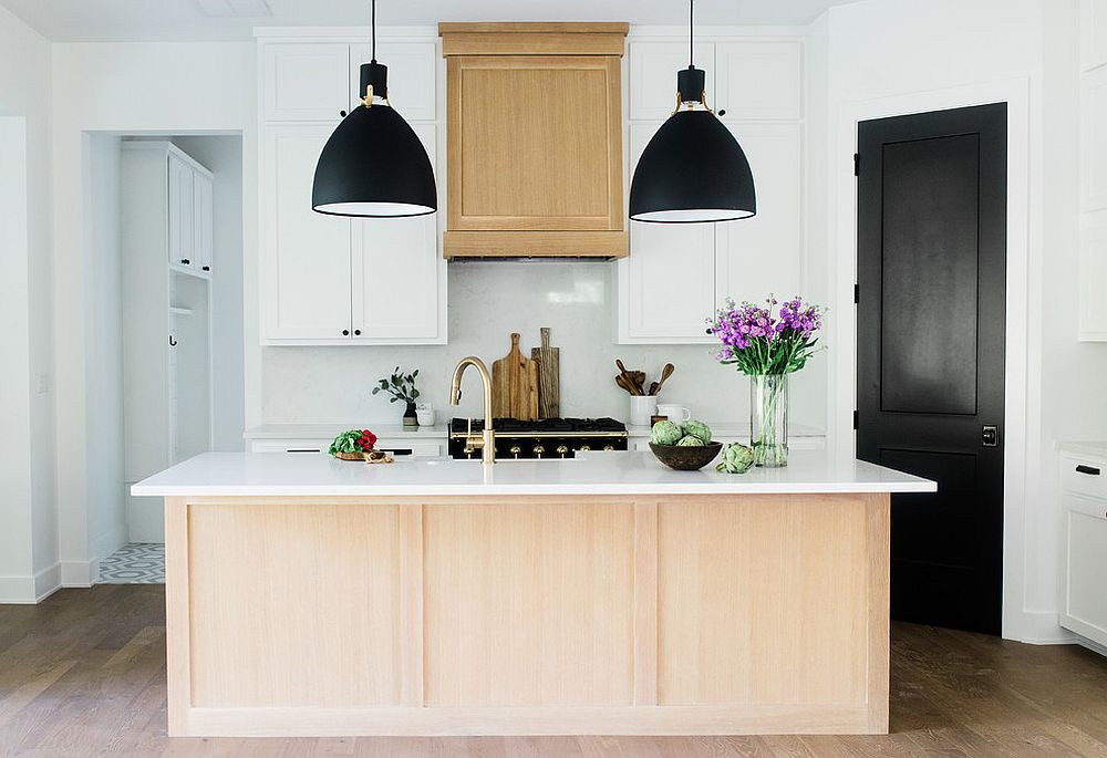 Contemporary-wood-and-white-kitchen-keeps-things-simple