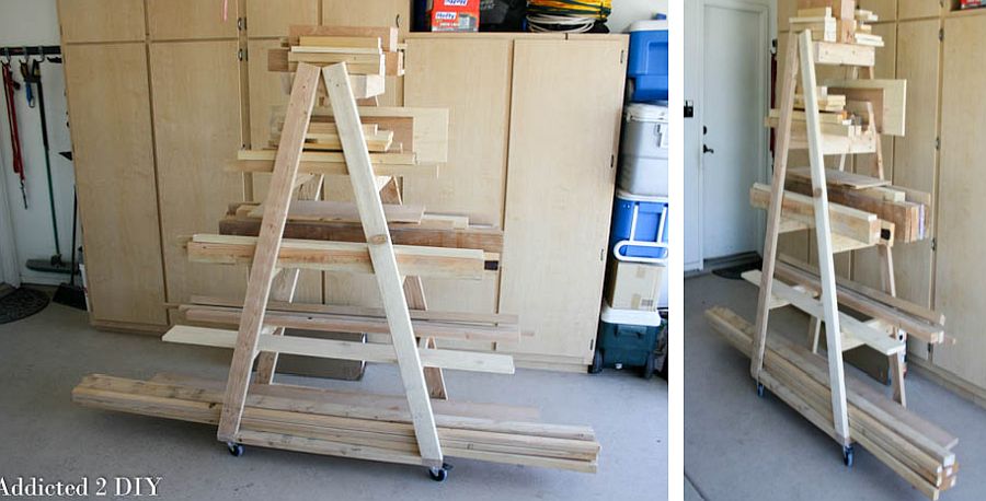 DIY mobile lumber rack idea