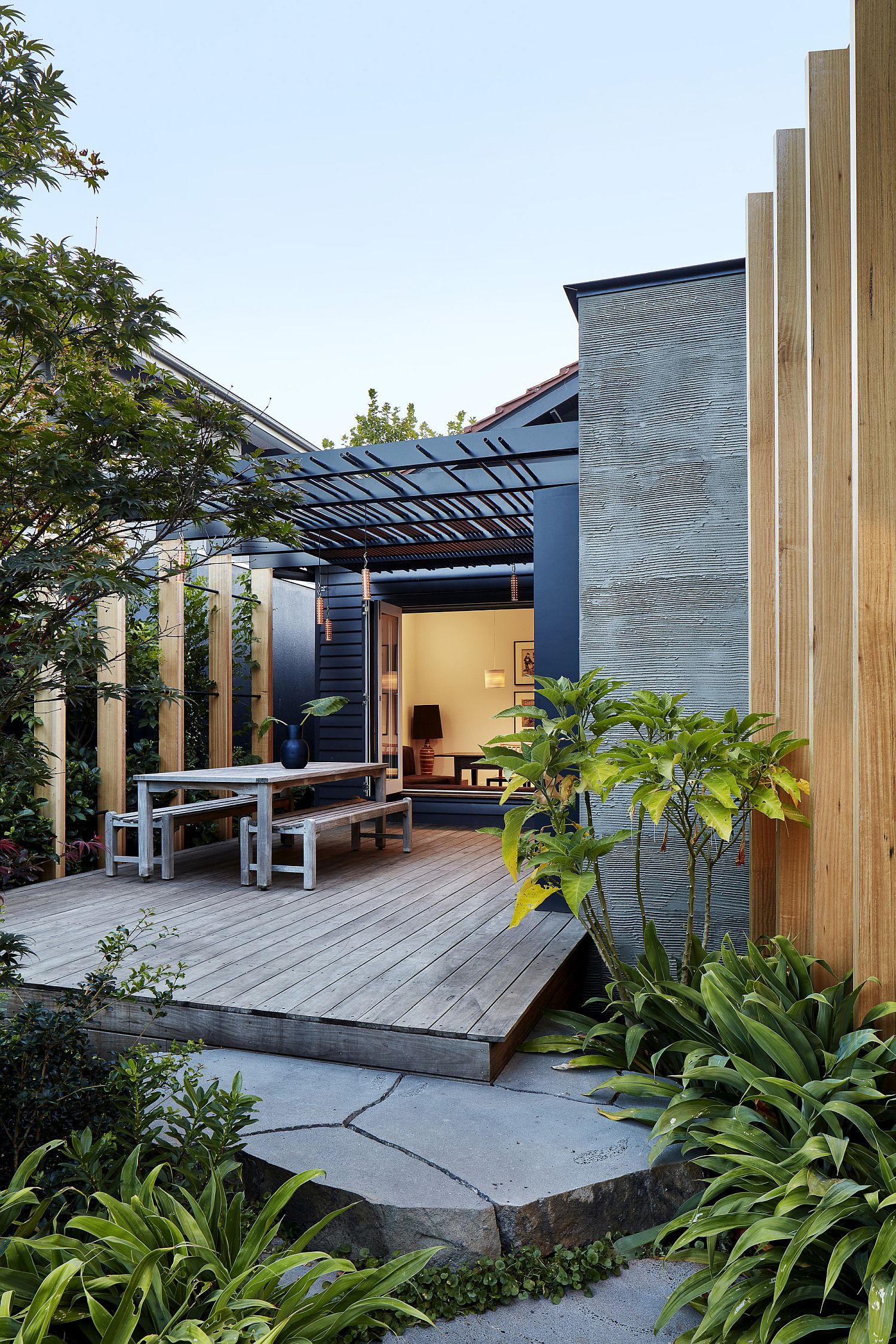 Deck with shade extends the living area outside