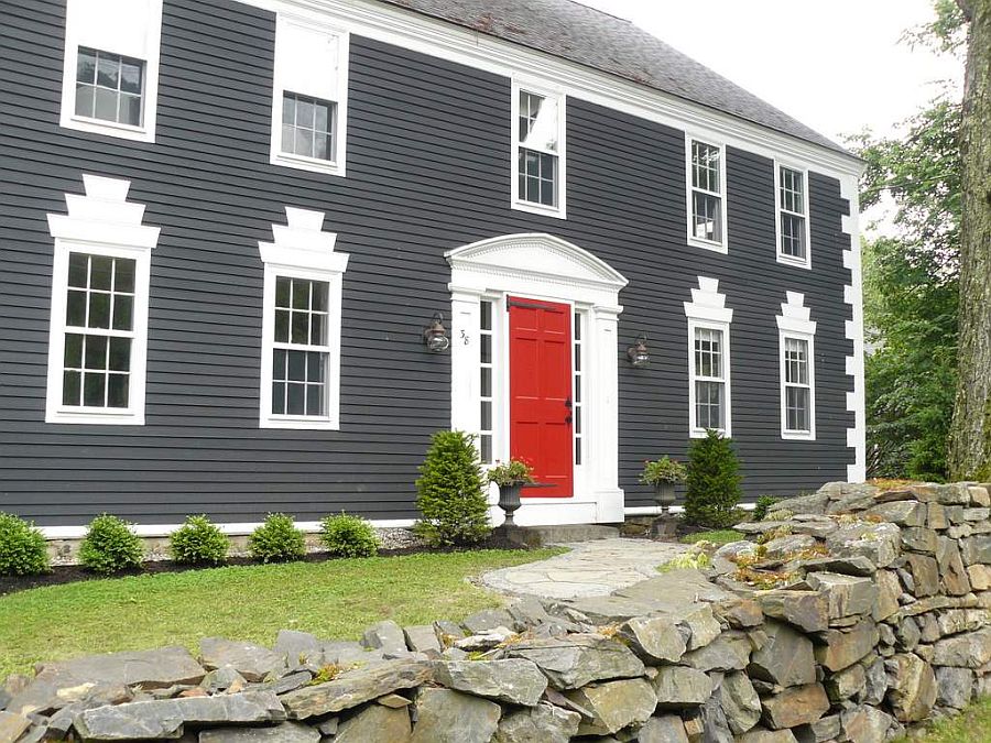 Exquisite-red-door-for-the-large-gray-traditonal-house