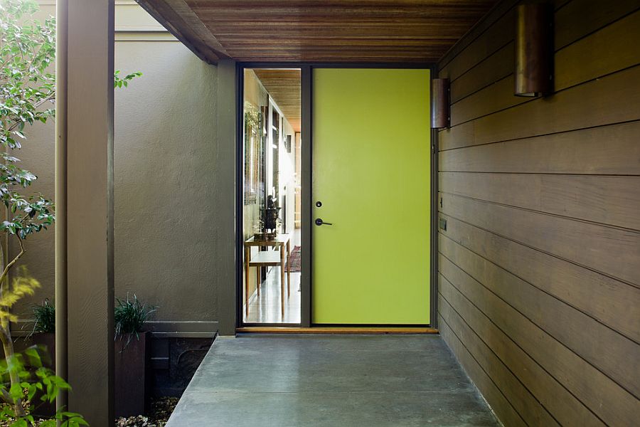 Fabulous-use-of-light-green-door-for-the-mid-century-modern-home