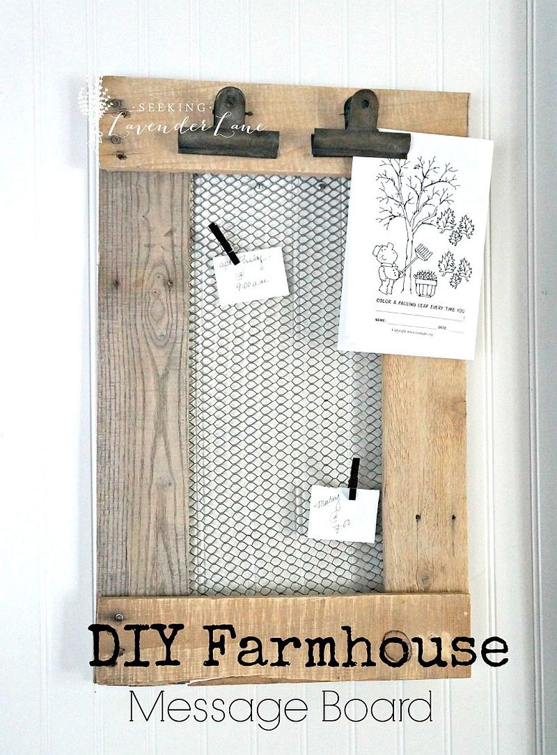 Farmhouse style DIY message board idea