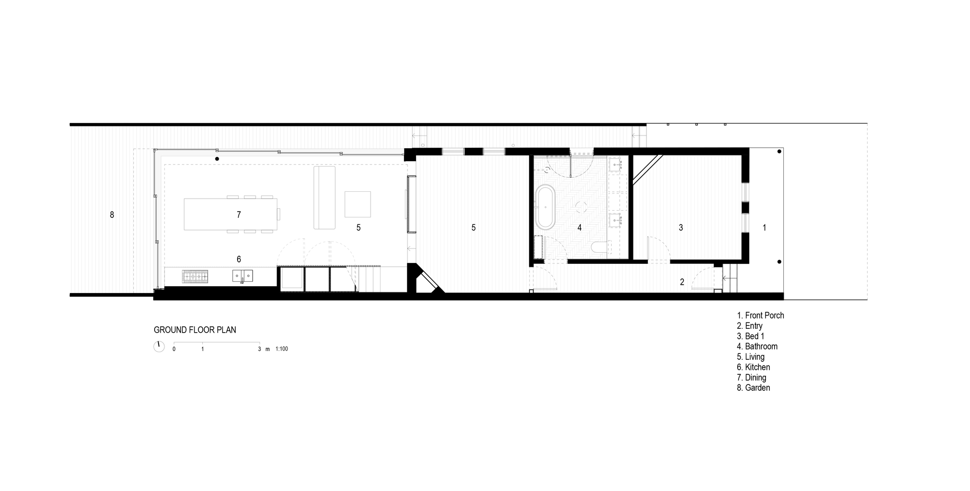 Floor plan of the ground level of the revamped Bronte House