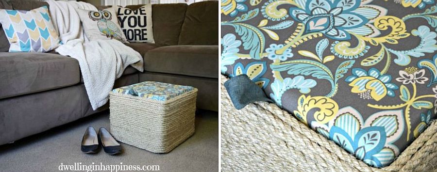 Fun Sisal Rope Ottoman made with Milk Crate