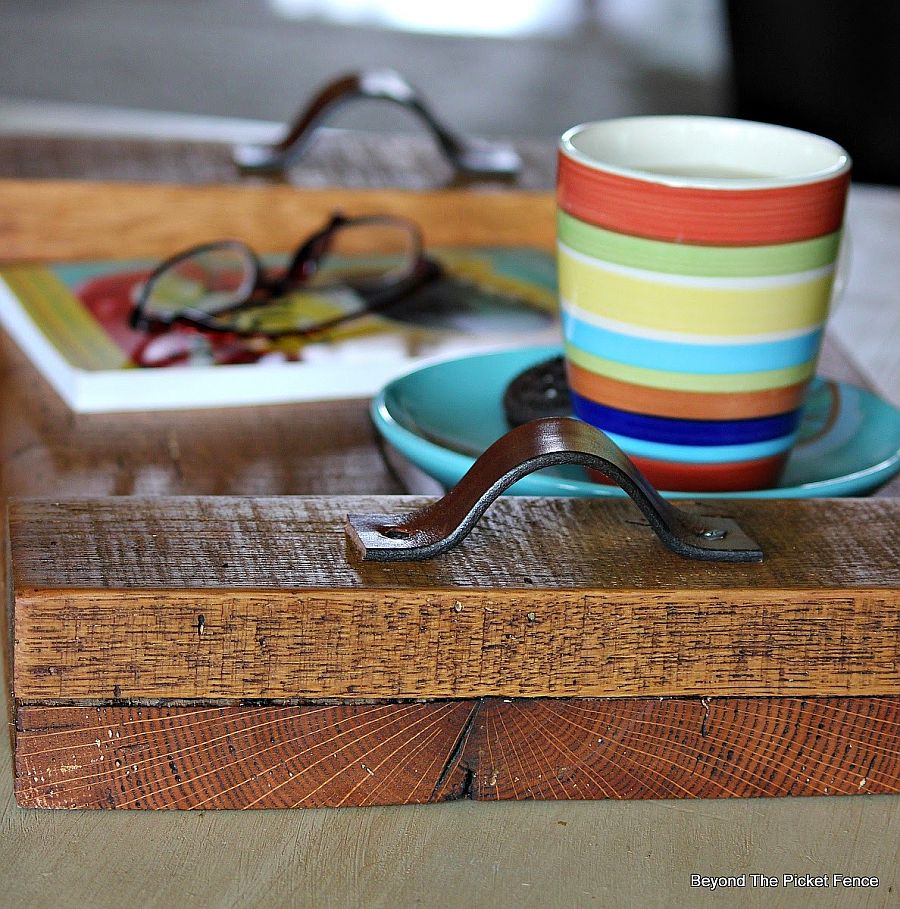 Gorgeous serving tray crafted using reclaimed oak