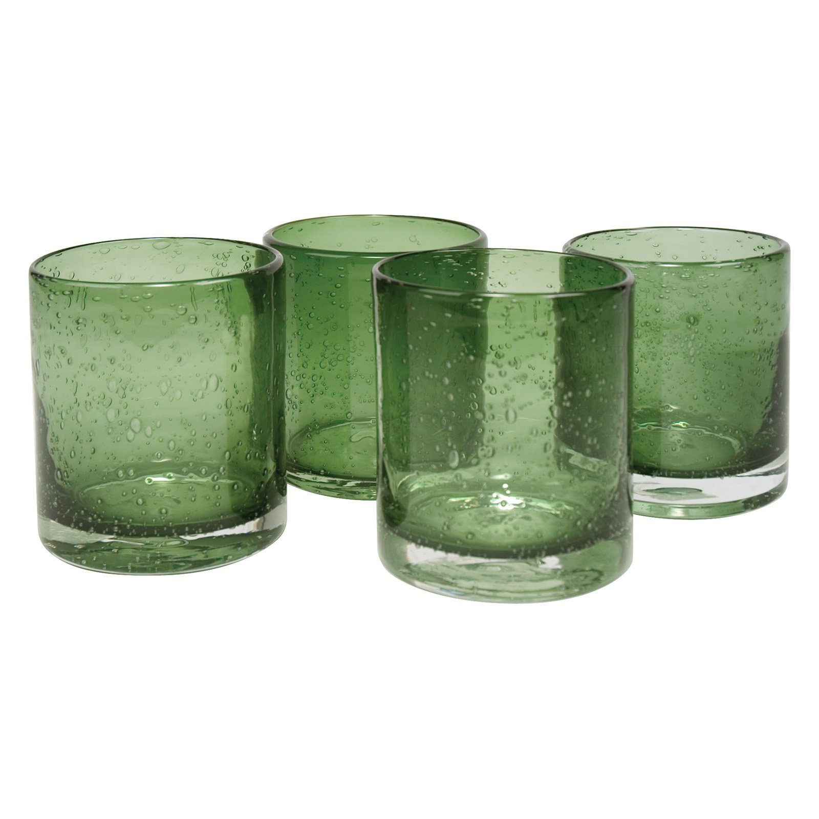 Green highball glasses