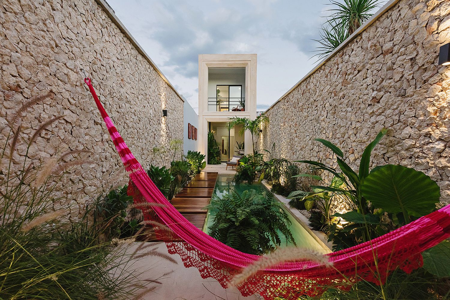 Hammock adds color and charming holiday appeal to the house