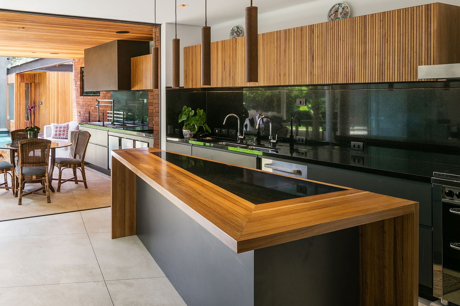 Kitchen here feels as much as an outdoor addition as it does as a part of the interior!