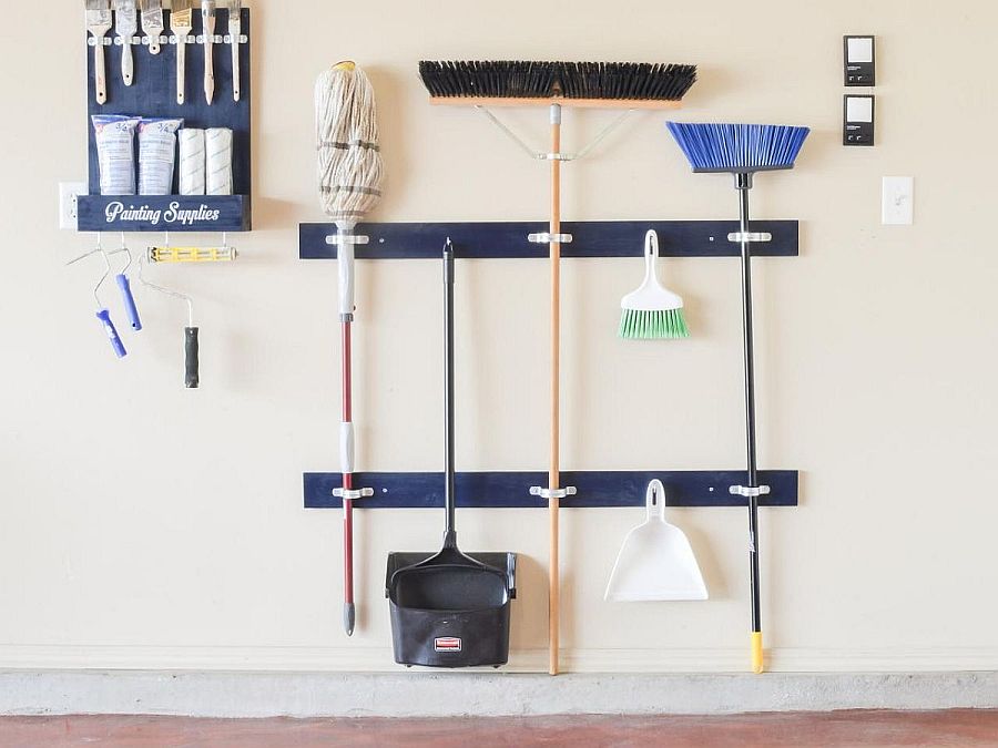 Make your own cleaning tools holder for the garage