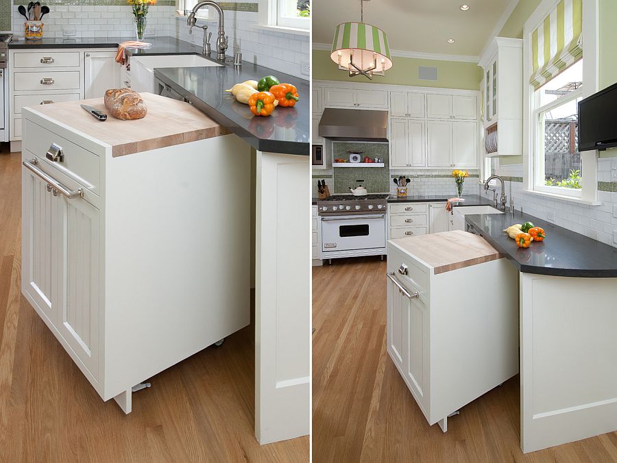 Mobile Kitchen Island That Can Be Tucked Away When Not In Use 