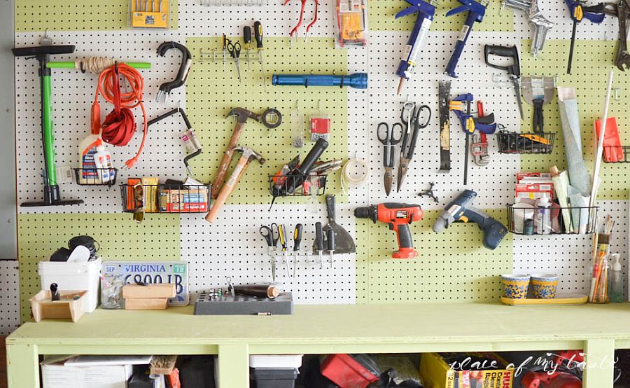 Pegboard-wall-is-the-perfect-way-to-organize-the-garage-with-ease-and-quickly