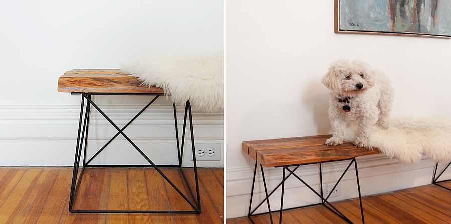 Perfect little DIY bench for the entryway made from reclaimed wood