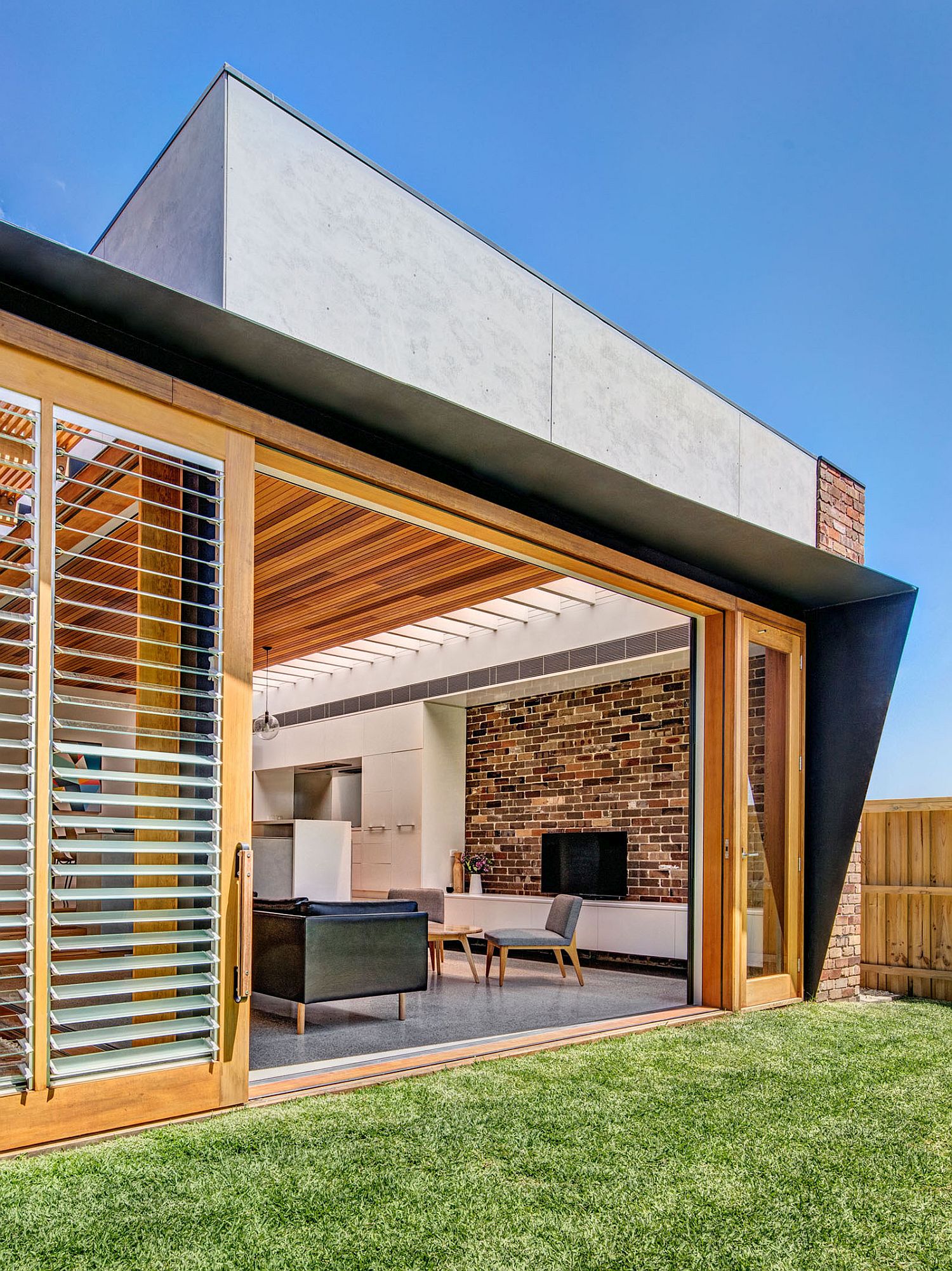 Reclaimed brick inside the house shines out visually