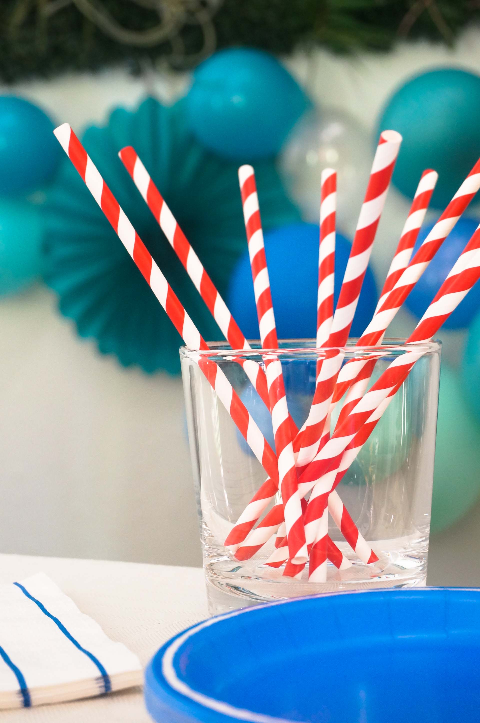 Red and white party straws