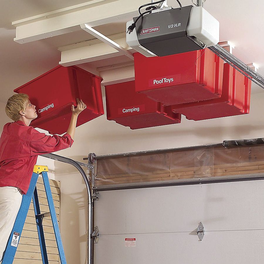 Sliding storage system for the garage ceiling