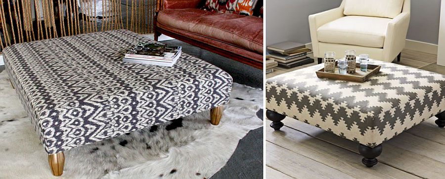 Trendy upholstered DIY coffee table ottoman inspired by costly West Elm table