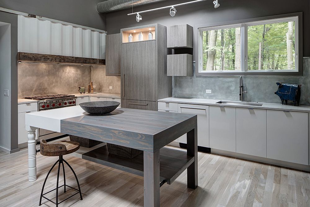 Unpolished-and-textured-gray-walls-for-the-moden-industrial-kitchen