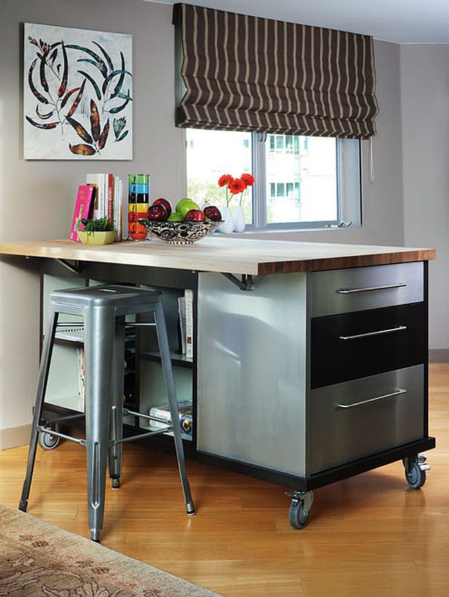 Versatile-island-on-wheels-brings-counter-and-storage-space-to-the-small-modern-kitchen