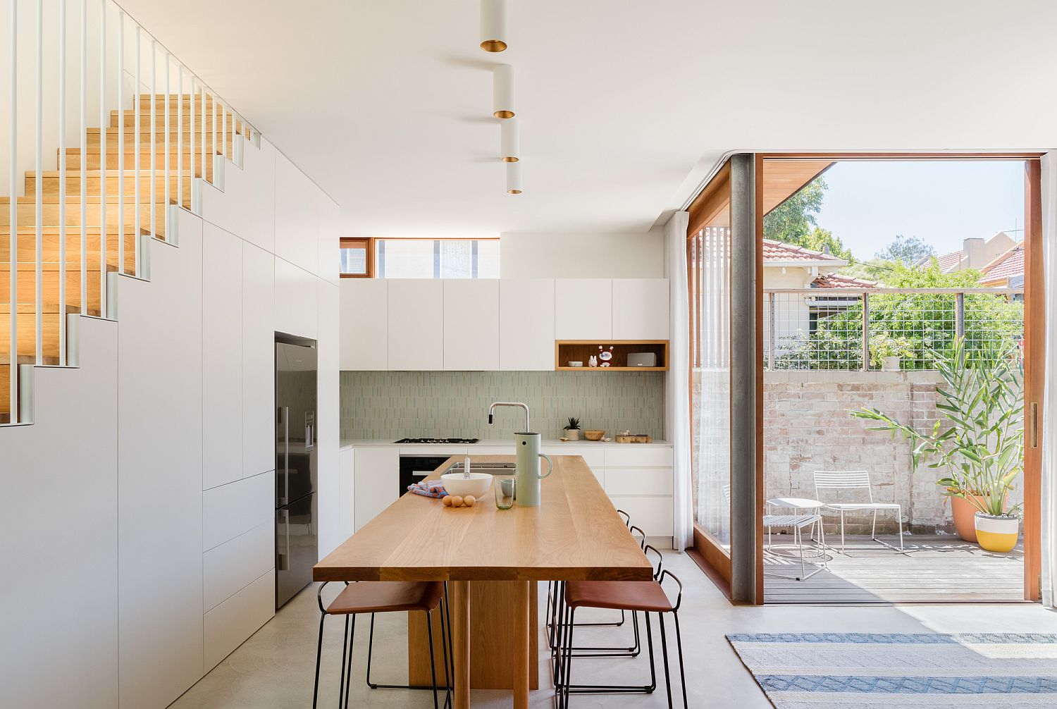 White-and-wood-kitchen-and-dining-area-of-the-Machiya-House