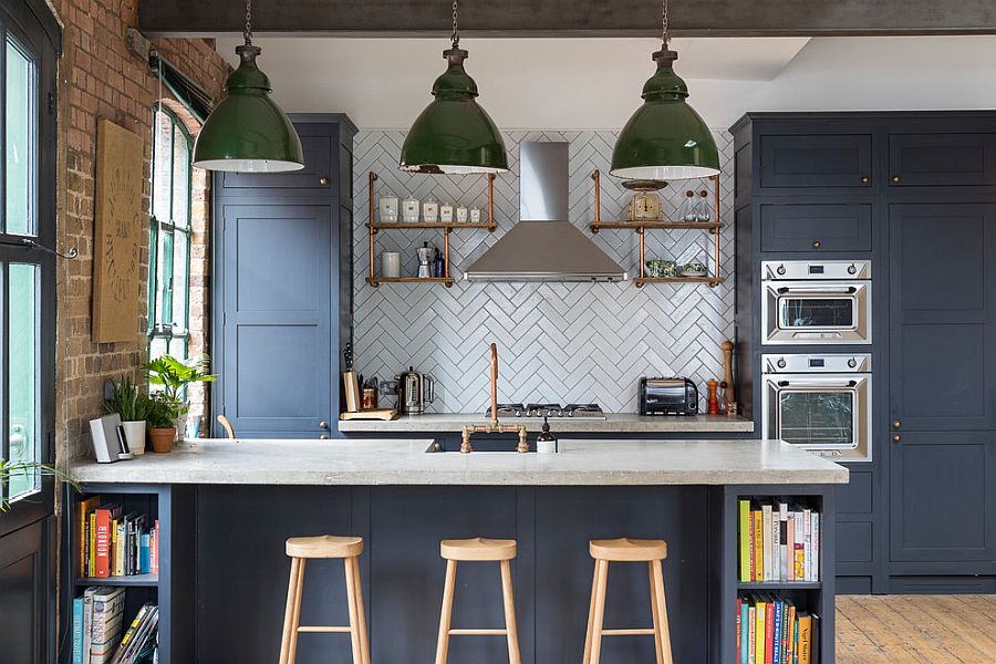 White ceiling provides a lovely backdrop for the pendants to shine through