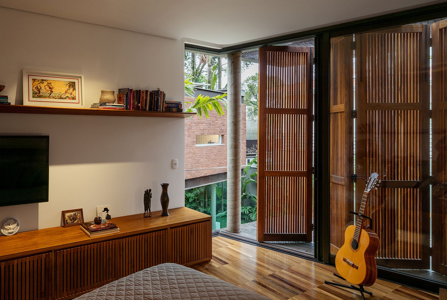 Wooden-shutter-style-doors-for-the-upper-level-bedrooms