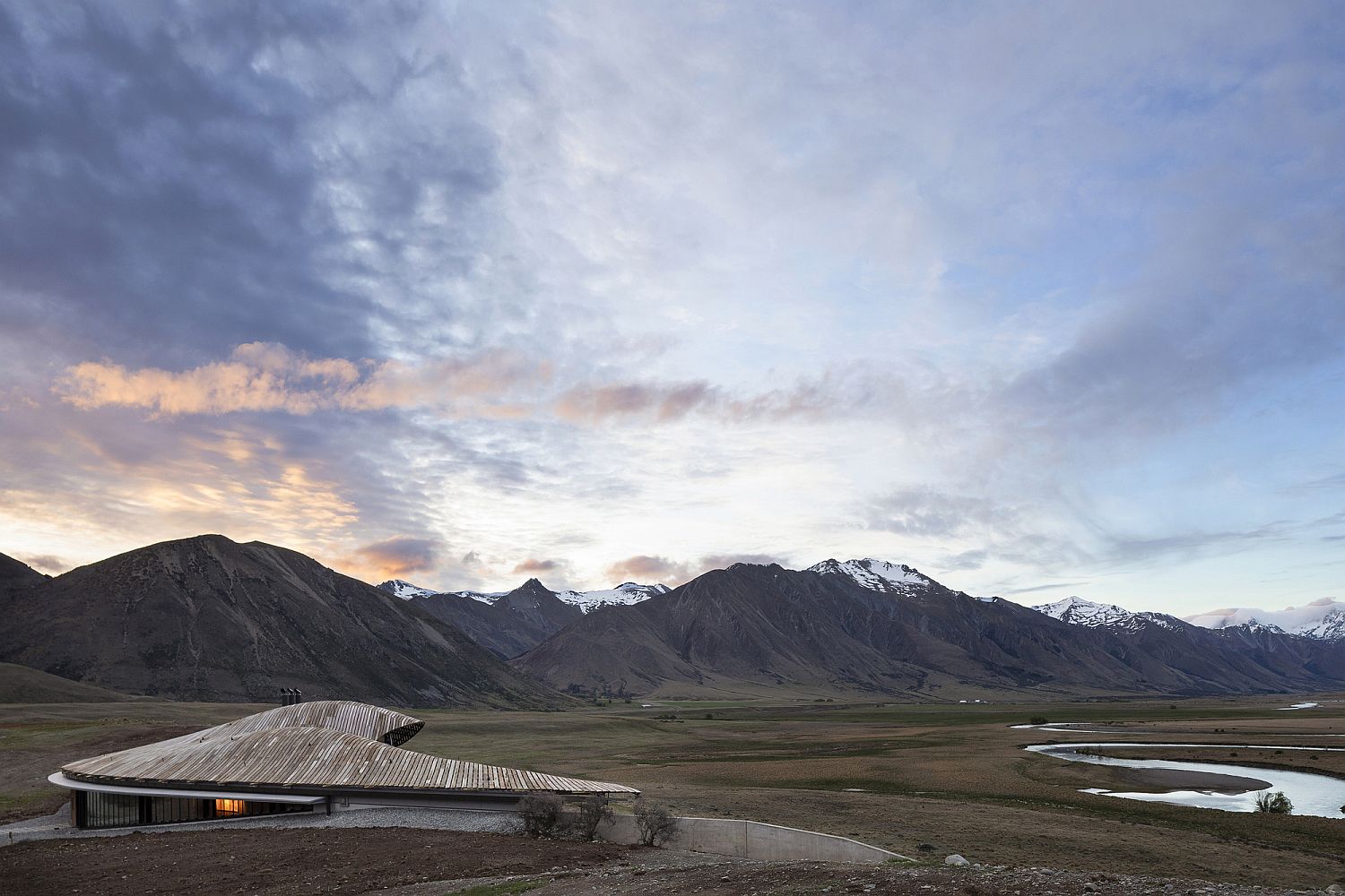 Breathtaking and sustainable lodge blends into the contors of the landscape