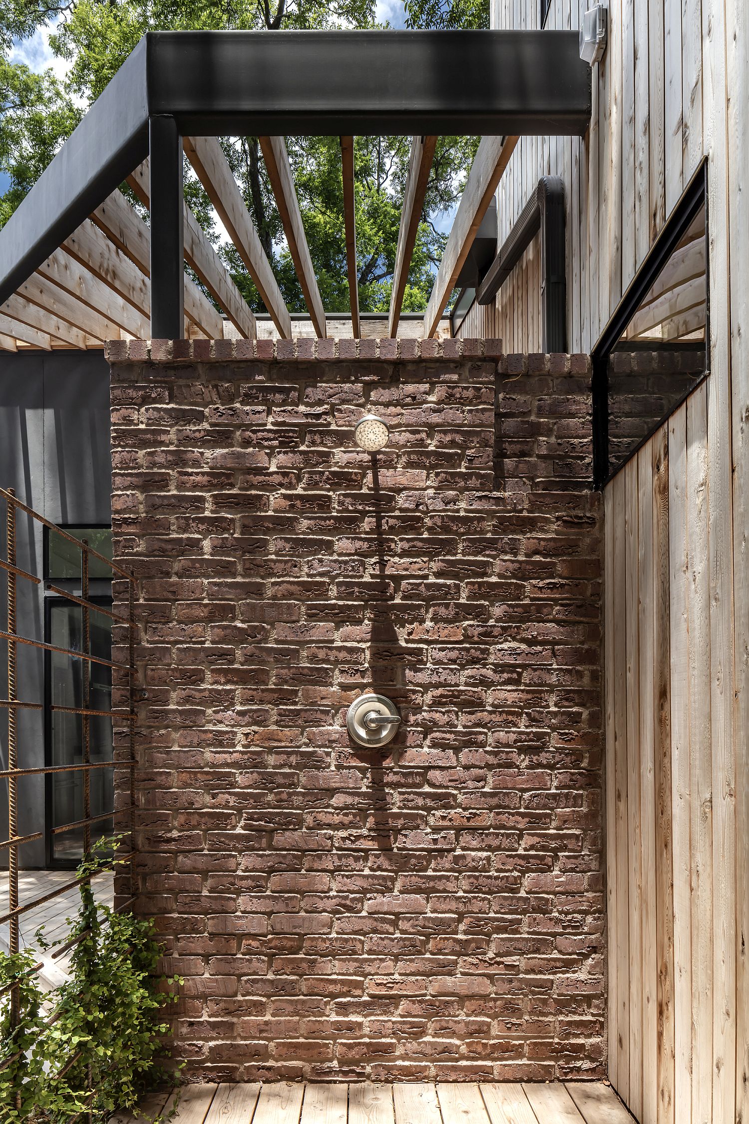 Brick wall sections of the house give it a timeless appeal