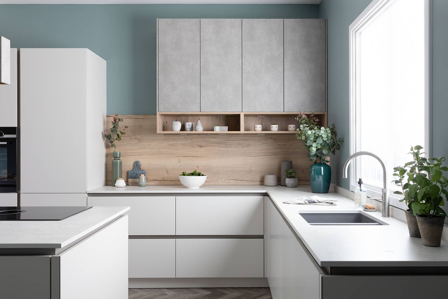 Fabulous kitchen in Scandinavian style with plenty of white and a dash of wood