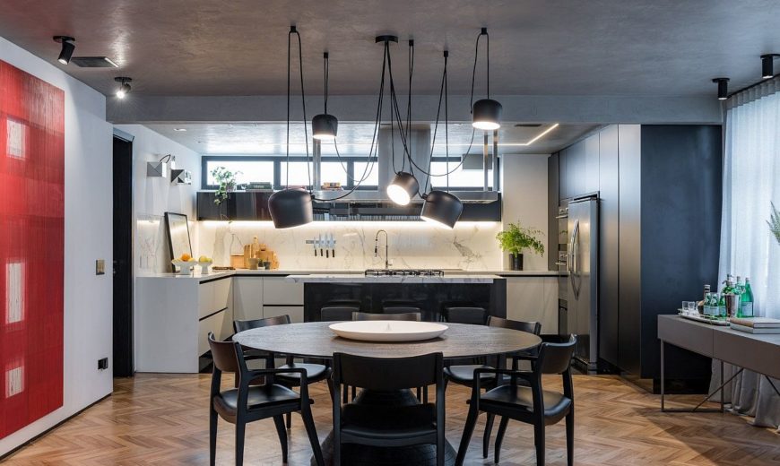Concrete Apartment: Polished Blend of Black, White and Everything In Between!