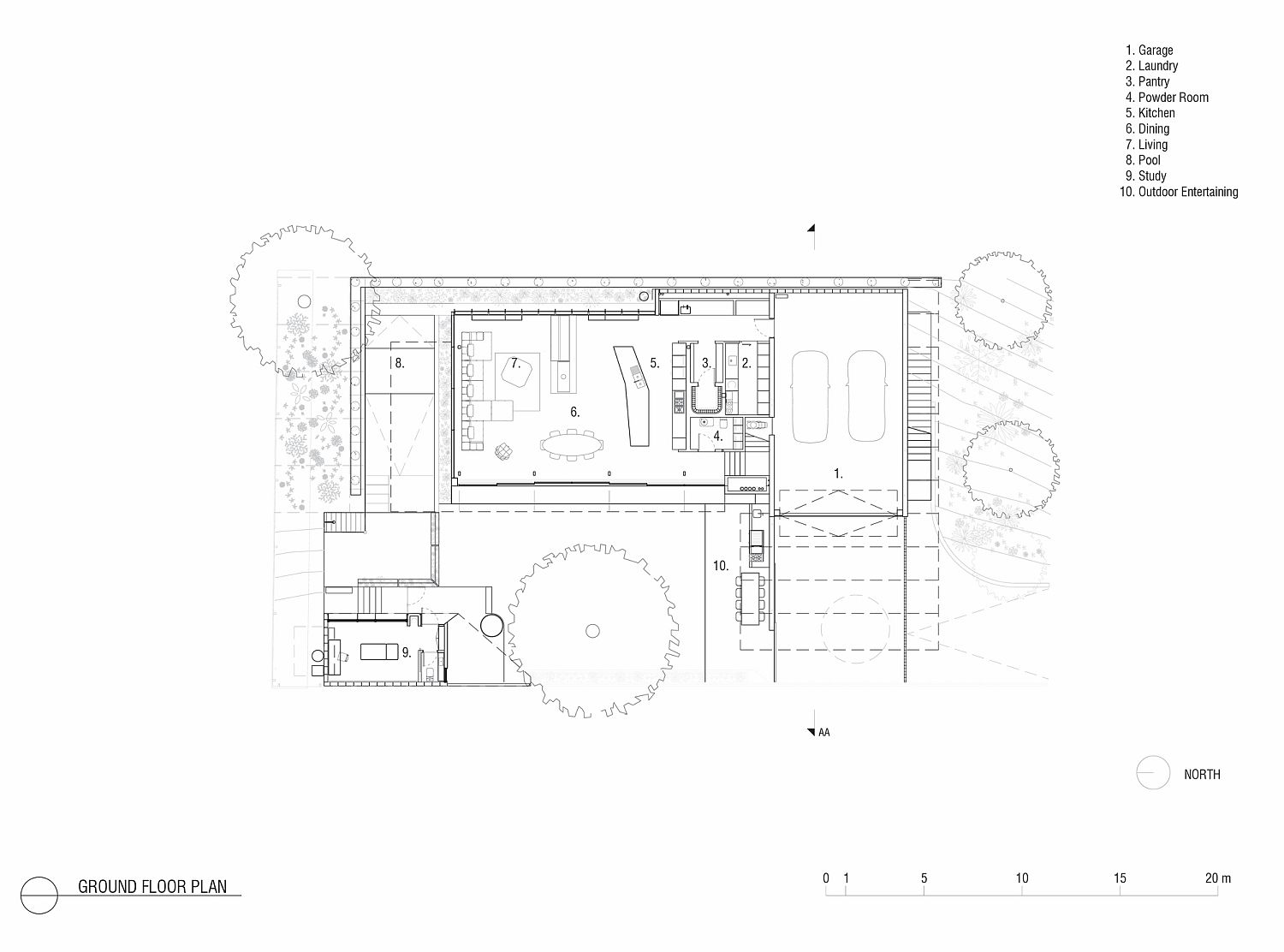 Ground floor plan of the Studley Park House in Melbourne