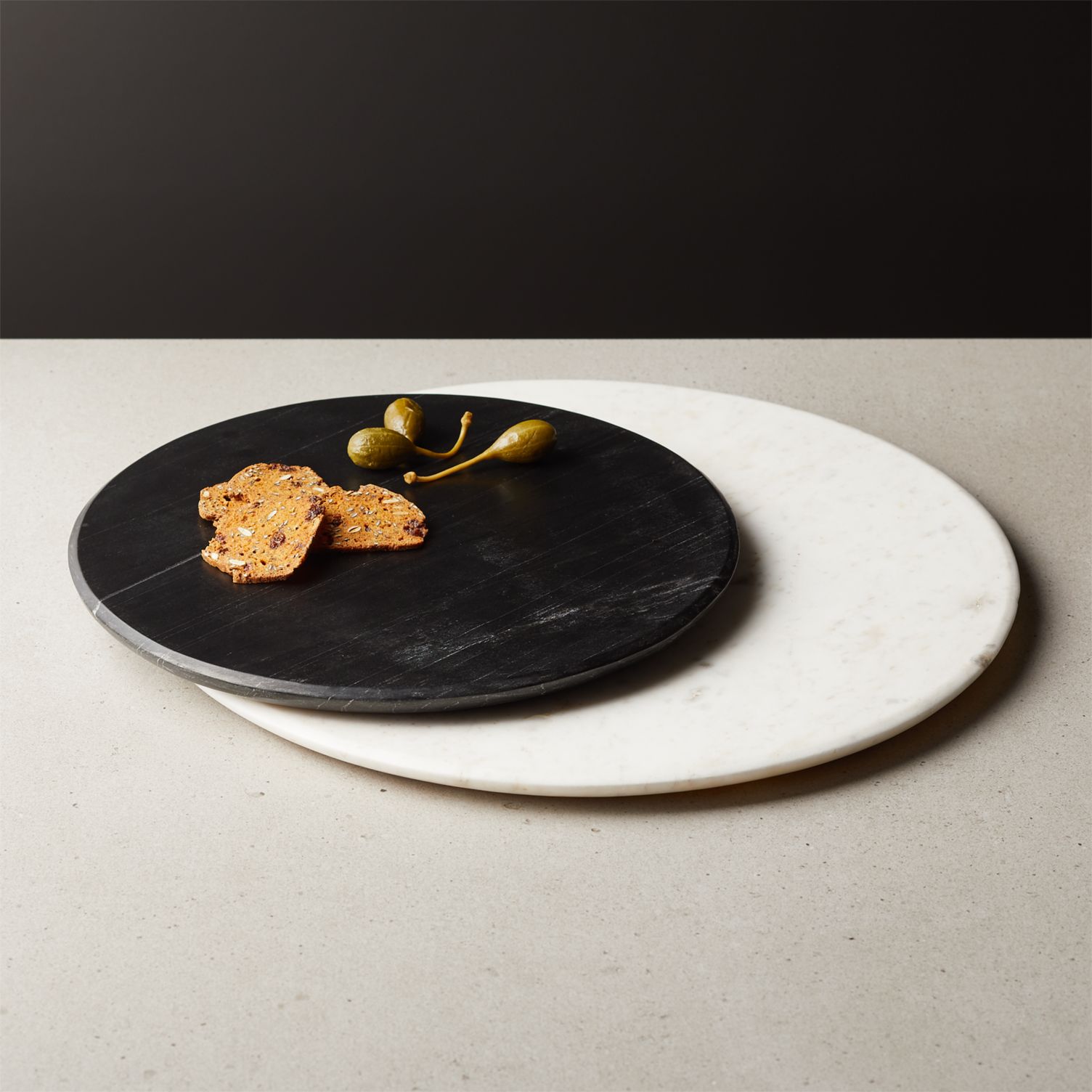 Round marble servers for fall entertaining