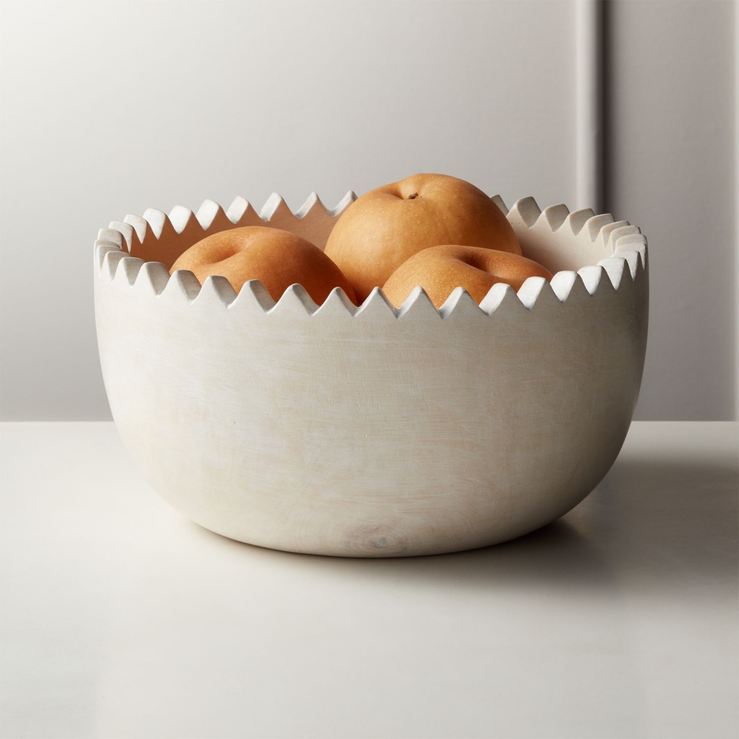 Whitewashed mango wood bowl