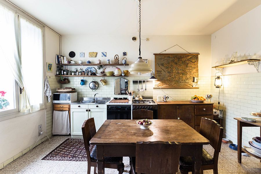 Casual eclectic style of this kitchen is charming